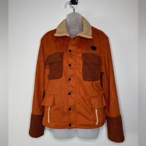 Kimes Ranch Sherpa Suede Jacket M Rust Brown Faux Suede Fit Chore‎ Barn Jacket